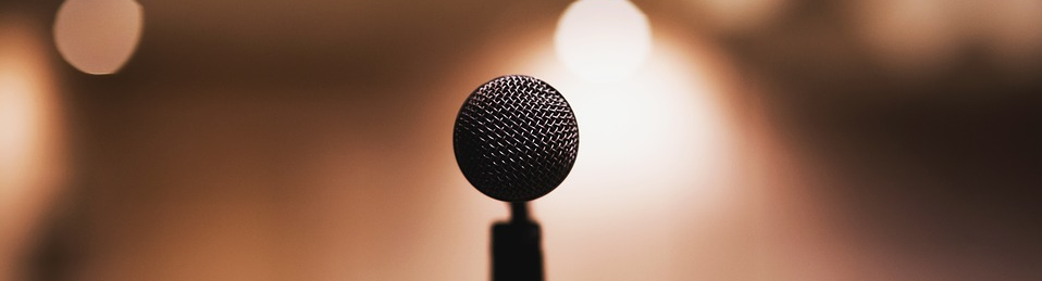 A microphone on a stage