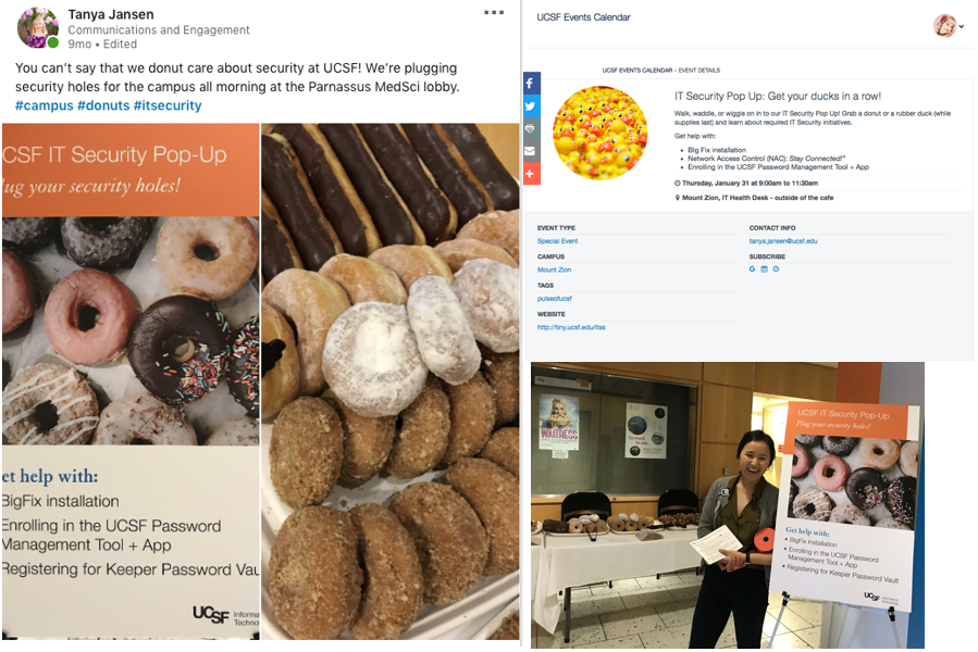 Examples of UCSF IT Security Donut event advertisements
