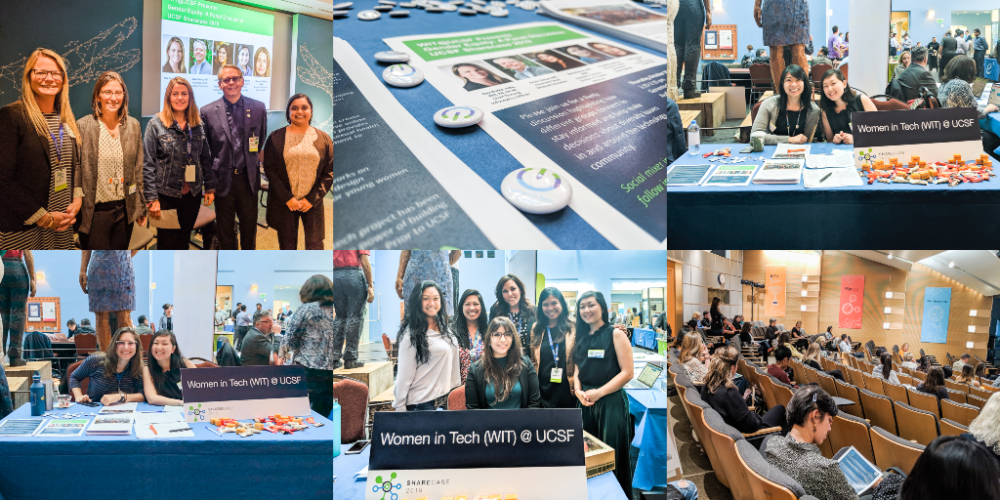 Photo collage from the UCSF Women in Tech panel at Sharecase 2019