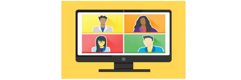 Animated Video call, with four diverse participants