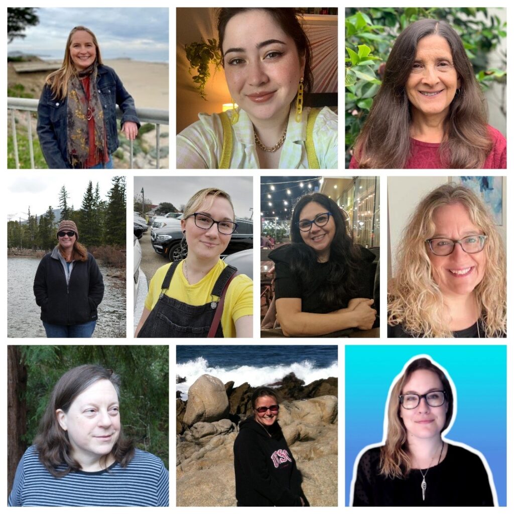 UCSC Women Who Tech. Pictured from left to right. Top Row: Sue Harden, Sarah Do, Corinne O'Connell. Middle Row: Erika Simpkins, Prizm Turner, Liz Wright, Laurie Swan. Bottom Row: Kate Brownfield, Diana Taylor, Dana Conard.