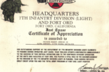 Rico Jenkins Military Certificate of Appreciation