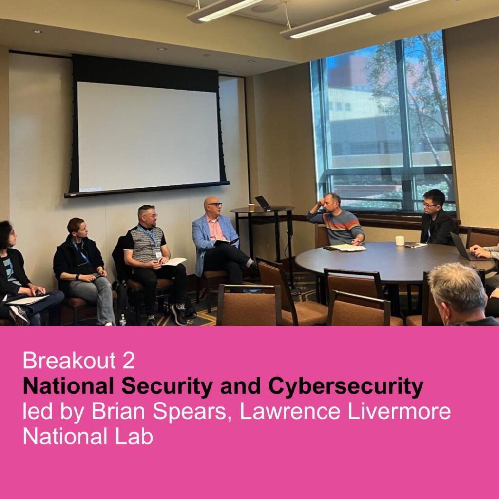 Breakout 2  National Security and Cybersecurity  led by Brian Spears, Lawrence Livermore National Lab
