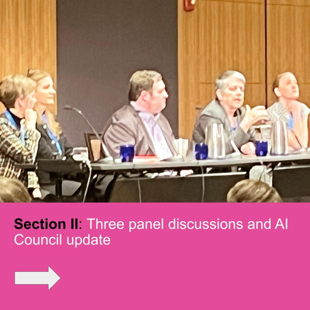 Section II: Three panel discussions and AI Council update