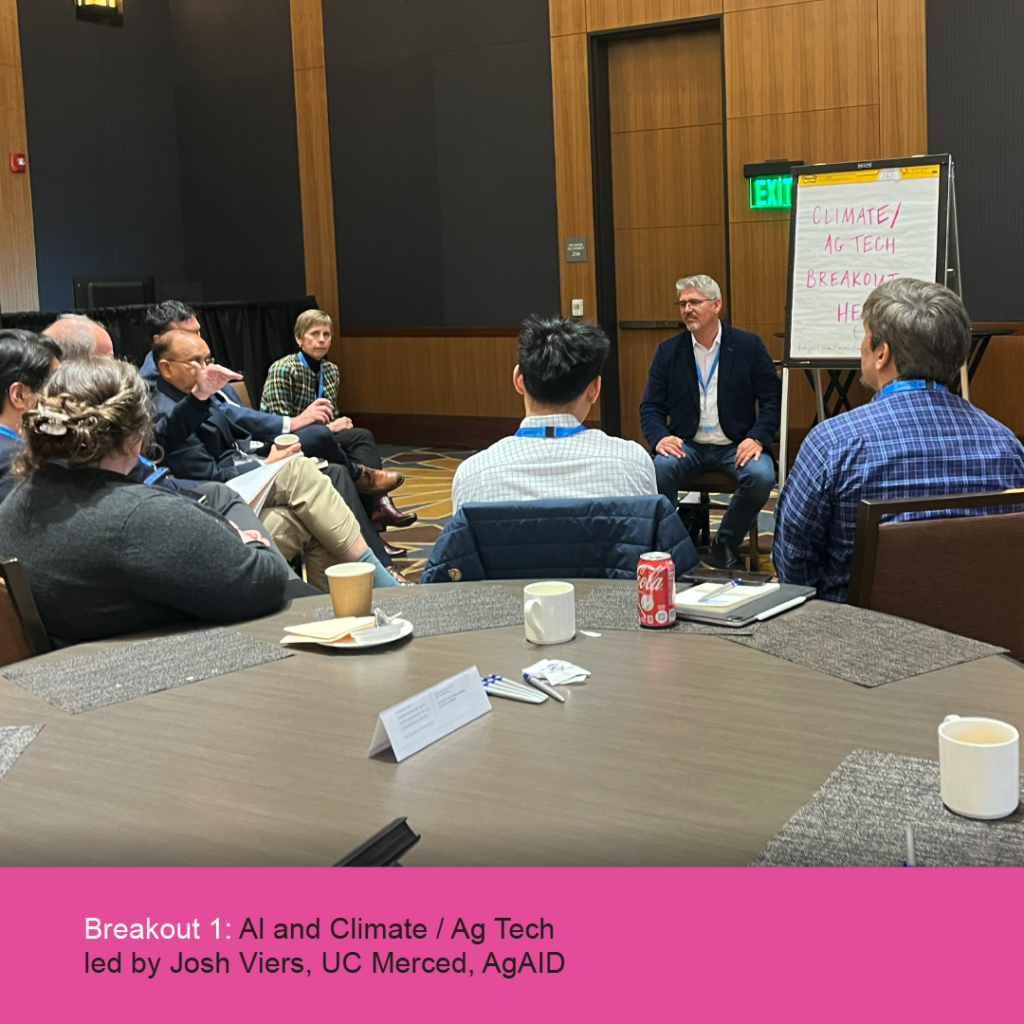 Breakout 1 AI and Climate / Ag Tech led by Josh Viers, UC Merced, AgAID