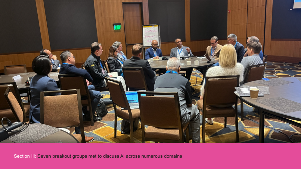 Section III: Seven breakout groups met to discuss AI across AI sub-domains