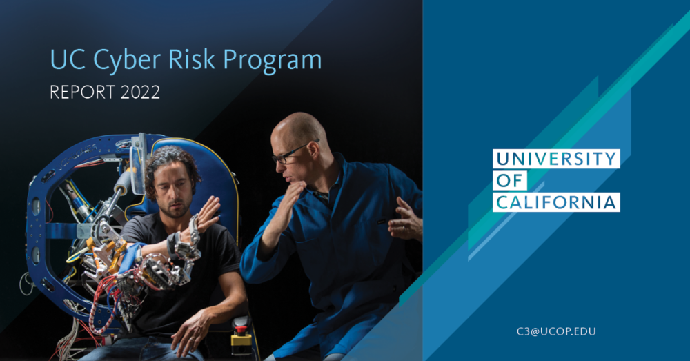 The 2022 Cyber Risk Program Annual Report cover featuring participants in the UC Irvine Robotics Lab