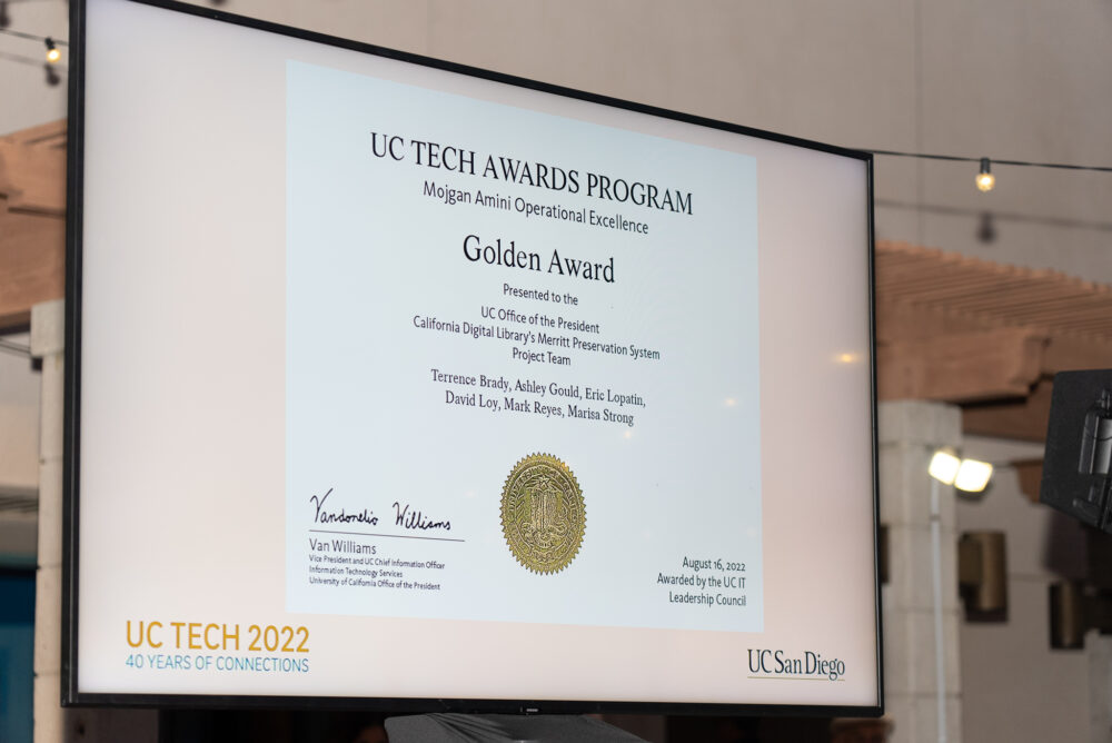UC Tech Awards Certificate