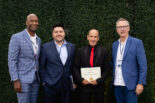 UC Tech Awards Design Golden Award winner Robert Krumm, with CIO Van Williams and Gabe Gonzales (left) and Joe Bengfort (right)