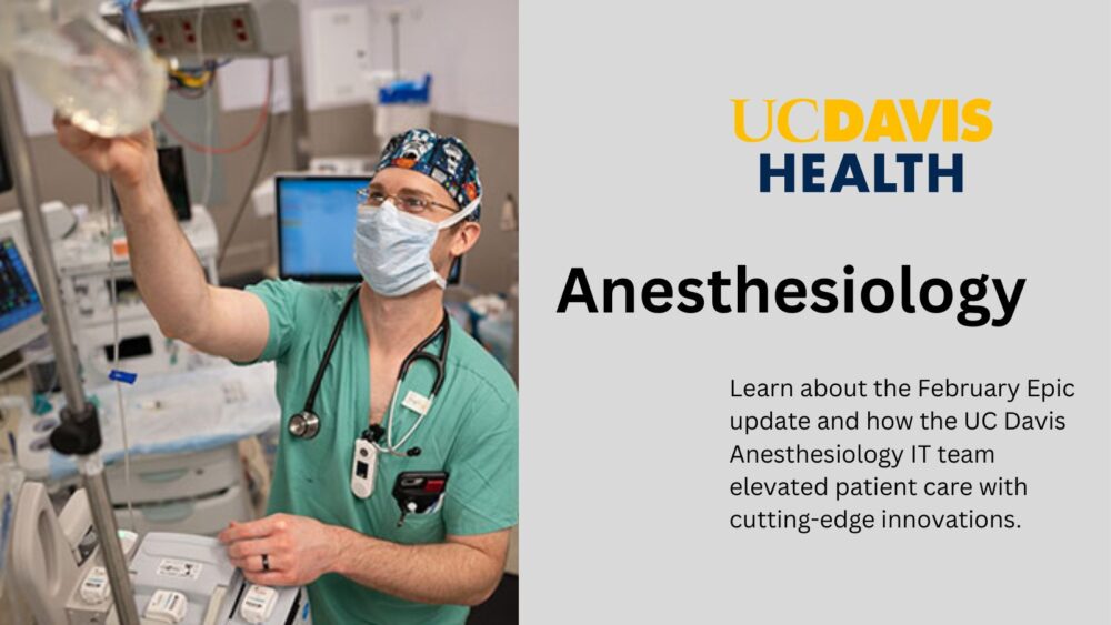 Anesthesiologist with bag at hospital UC Davis Health Anesthesia
