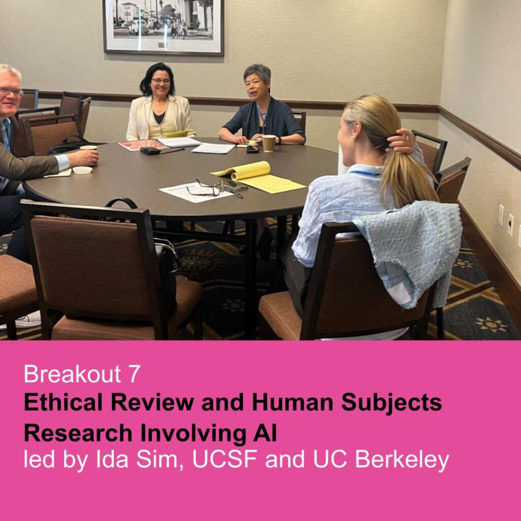 Breakout 7 Ethical Review and Human Subjects Research Involving AI led by Ida Sim, UCSF and UC Berkeley